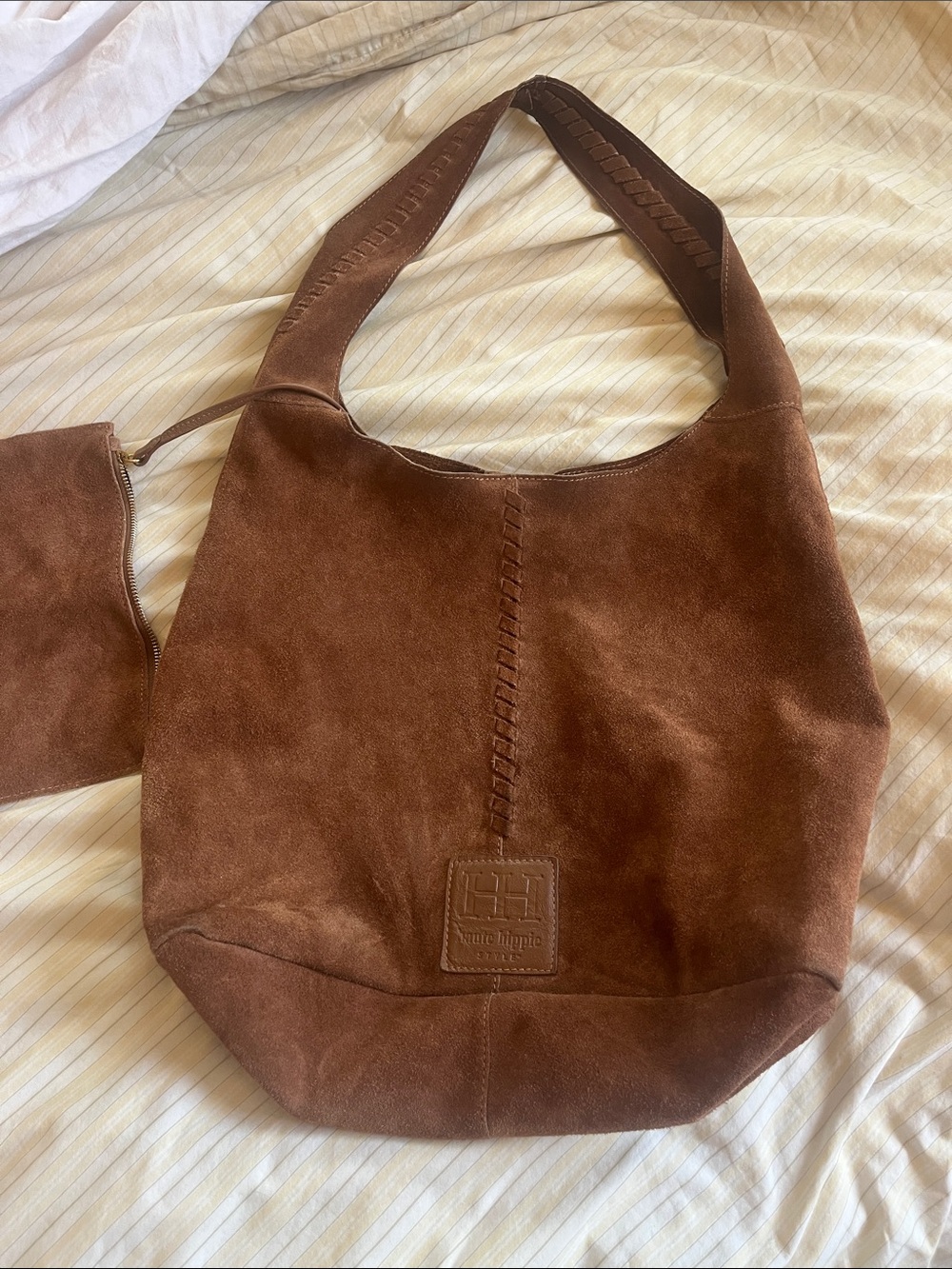 Haute hippie Suede Hobo Bag in Brown